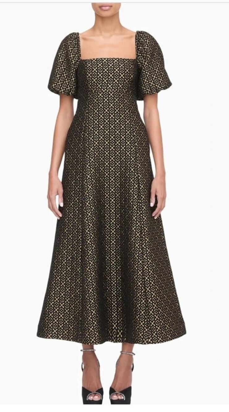 HILL HOUSE Sz M Medium Matilda Dress Metallic Brocade NWT